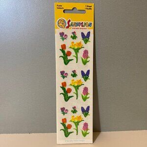 Vintage Sandylion Fuzzy Flower Stickers